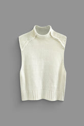 Mock Neck Stitching Detail Knit Tank Top