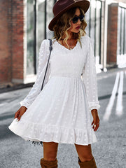 Vacation High Waisted Loose Solid V-Neck Dress