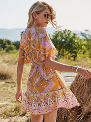 Bohemia A-Line Bowknot V-Neck Dress