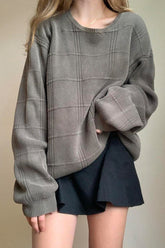 Seam-Detail Round Neck Oversized Sweater