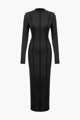 Stitching Mock Neck Maxi Dress
