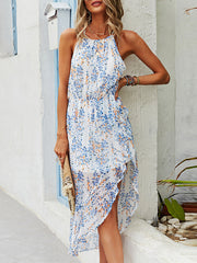 Bohemia Irregular Clipping Floral Round-Neck Dress