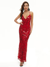 Evening Wrap A-Line Backless Embroidered V-Neck Maxi Dress