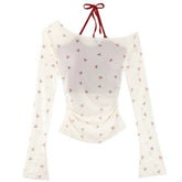 Balletcore Aesthetic Bow Mesh Top