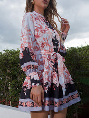 Vacation A-Line Floral Printed Square-Neck Dress