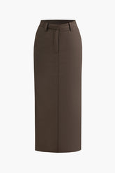 High Waist Back Split Maxi Skirt