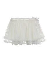 Pure White Mini Skirt With Mesh Laces
