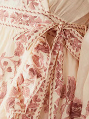 Flower Printed Ruffled Long Sleeves Elegant Mini Dresses