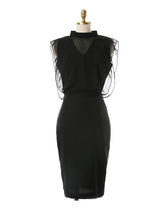 Gauze Hollow See-Through Split-Joint Zipper Loose Sleeveless Stand Collar Midi Dresses Evening Dresses