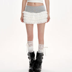 Blokette Ruffle Lace Mini Skirt