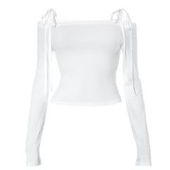 Bow Off-Shoulder Long Sleeve Top