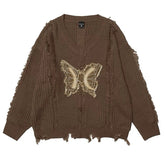 Butterfly Aesthetic Distressed Sweater