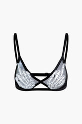Skeleton Print Mesh Bra Top