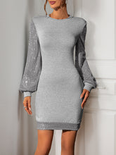 Bodycon Long Sleeves Sequined Split-Joint Round-Neck Mini Dresses