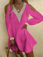 Long Sleeves Loose Hollow Split-Back Cold Shoulder Mini Dresses