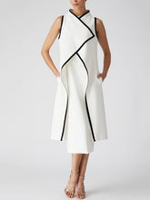Solid Color False Two Sleeveless Midi Dresses