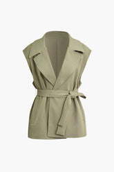 Notched Lapel Belted Vest