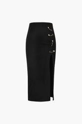 Pothook Detail Slit Midi Skirt