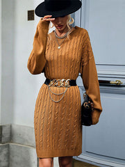 Casual Loose Solid Color Sweater Dress