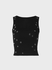 Ribbing Scoop Neck Plain Tank Top