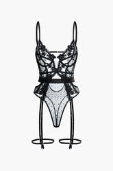 Belted Cut Out Lace Bustier Bodysuit