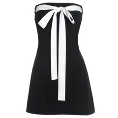 Coquette Aesthetic Bow Mini Dress