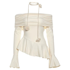 Coquette Bardot Top with Rose Choker