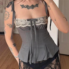 Coquette Ruched Bow Tie Top