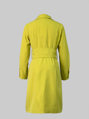 Long Sleeves Solid Color Tied Waist Deep V-Neck Mini Dresses