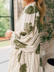 Printed Tied High Waisted Long Sleeves V-Neck Mini Dresses