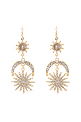 Sun & Moon Rhinestone Decor Drop Earrings
