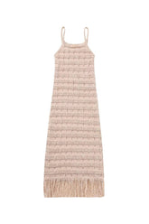 Fringe Hem Knit Cami Midi Dress