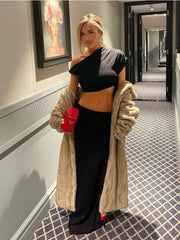 Bandage Maxi Skirt 2 Piece Sets Womens Outfits Sexy Slim Tank Tops Lady Party Bodycon Long Elegant Dress Sets Womens 2025Christmas Gifts