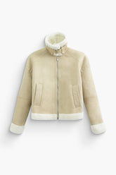 Faux Shearling Stand Collar Jacket