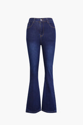 High Waisted Raw Hem Flare Leg Jeans