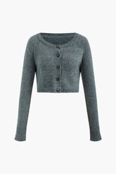 Round Neck Button Up Long Sleeve Kit Cardigan