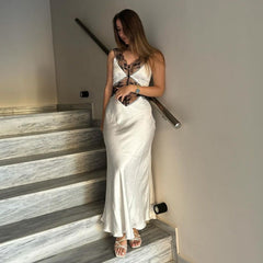 Elegant Lace Backless Hollow Maxi Dress For Women V Neck Patchwork Fashion Print High Waist Party Dress Female Long DressChristmas Gifts