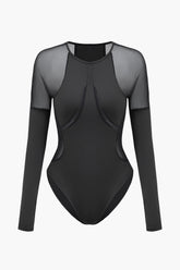 Mesh Patchwork Long Sleeve Bodysuit