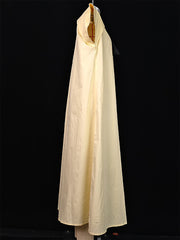 A-Line Loose Pleated Tied Round-Neck Midi Dresses