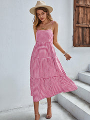 Bohemia A-Line Sleeveless Plaid Dress