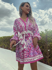 Bohemia A-Line Floral Printed V-Neck Dress