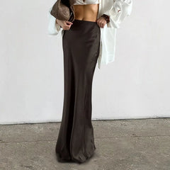 Brown High Waist Long Skirt Women's Autumn Winter Retro Solid Slim Commuting Long Skirt Elegant Sexy Party Skirt Outfits