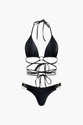 Ring Detail Halter Bikini Set