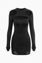 Cut Out Round Neck Mini Dress