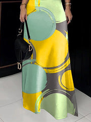 Printed Skinny Sleeveless High Neck Maxi Dresses