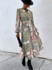 Bohemia Puff Sleeves Floral V-Neck Dress