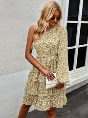 Bohemia A-Line Floral One-Shoulder Dress