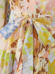 Floral Print Three-Quarter Sleeves Ruffled Mini Dresses