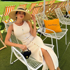 Fashion Knitted Long Dress For Women Elegant Sleeveless Button Maxi Sweater Bodycon Dresses Female Party Fashion VestidosChristmas Gifts