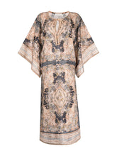 Flower Printed Batwing Sleeves Loose Elegant Kaftan